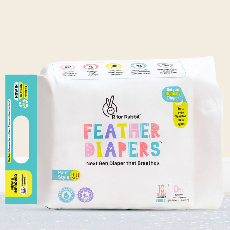 Feather Diapers Pant Style Xl 70 Pcs – Next Gen Baby Diapers That Breathes, Dermatologically Tested