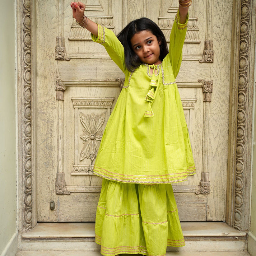 Green Cotton Sharara Set