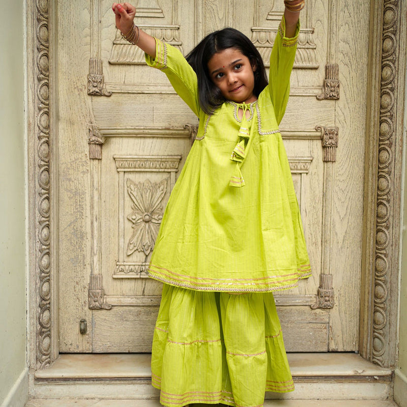 Green Cotton Sharara Set