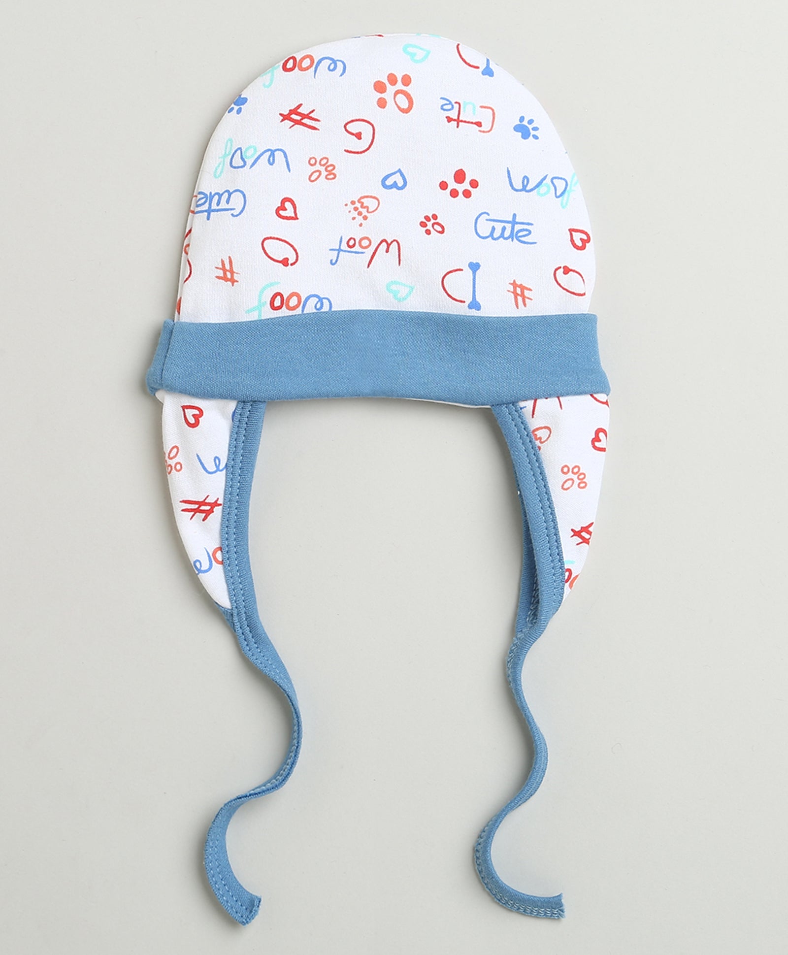 White & Multi Baby Boys Ear Flap Tying Cap Pack Of 2