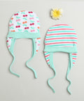 Mint & Multi Baby Girls Ear Flap Tying Cap Pack Of 2