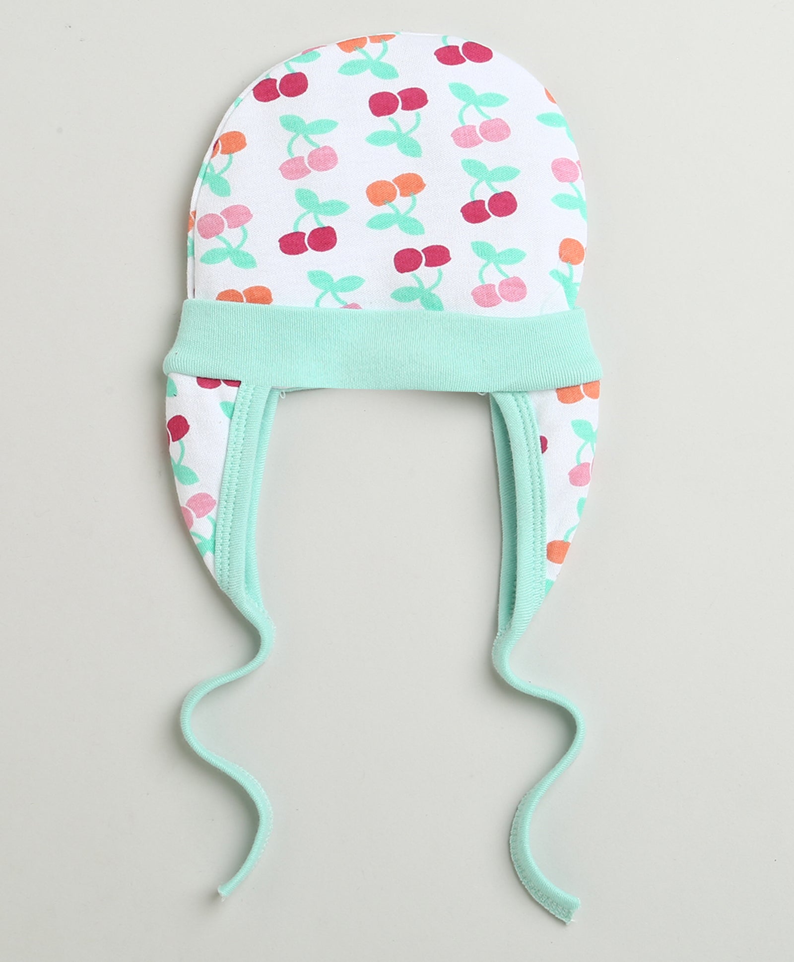 Mint & Multi Baby Girls Ear Flap Tying Cap Pack Of 2