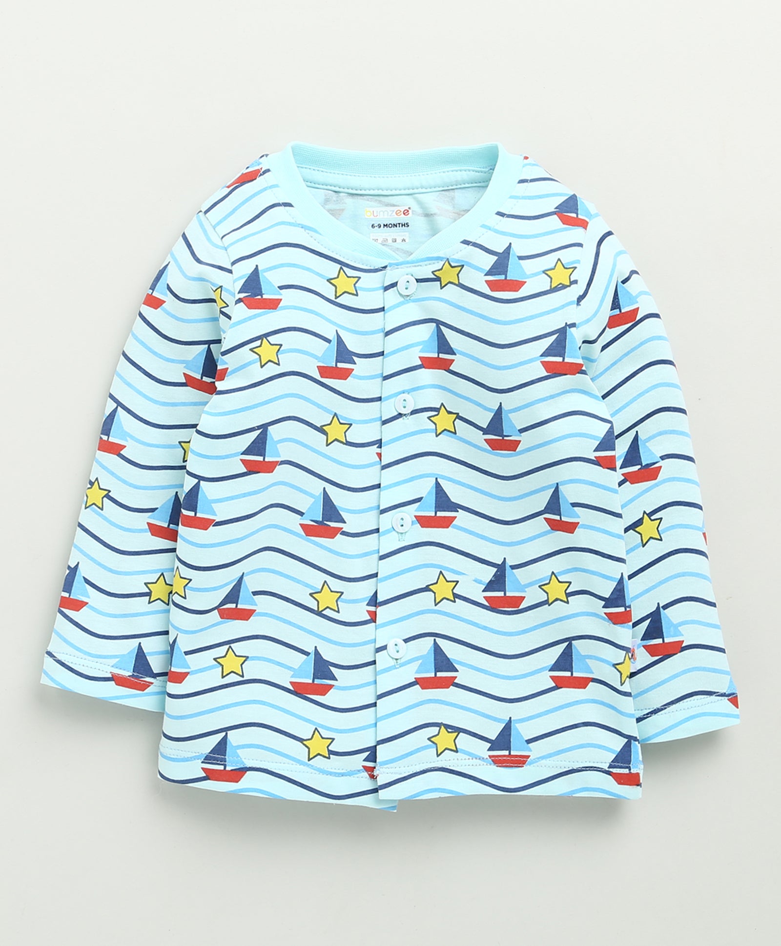 Sky Blue Baby Boys Full Sleeves Jabla & Pyjama Set