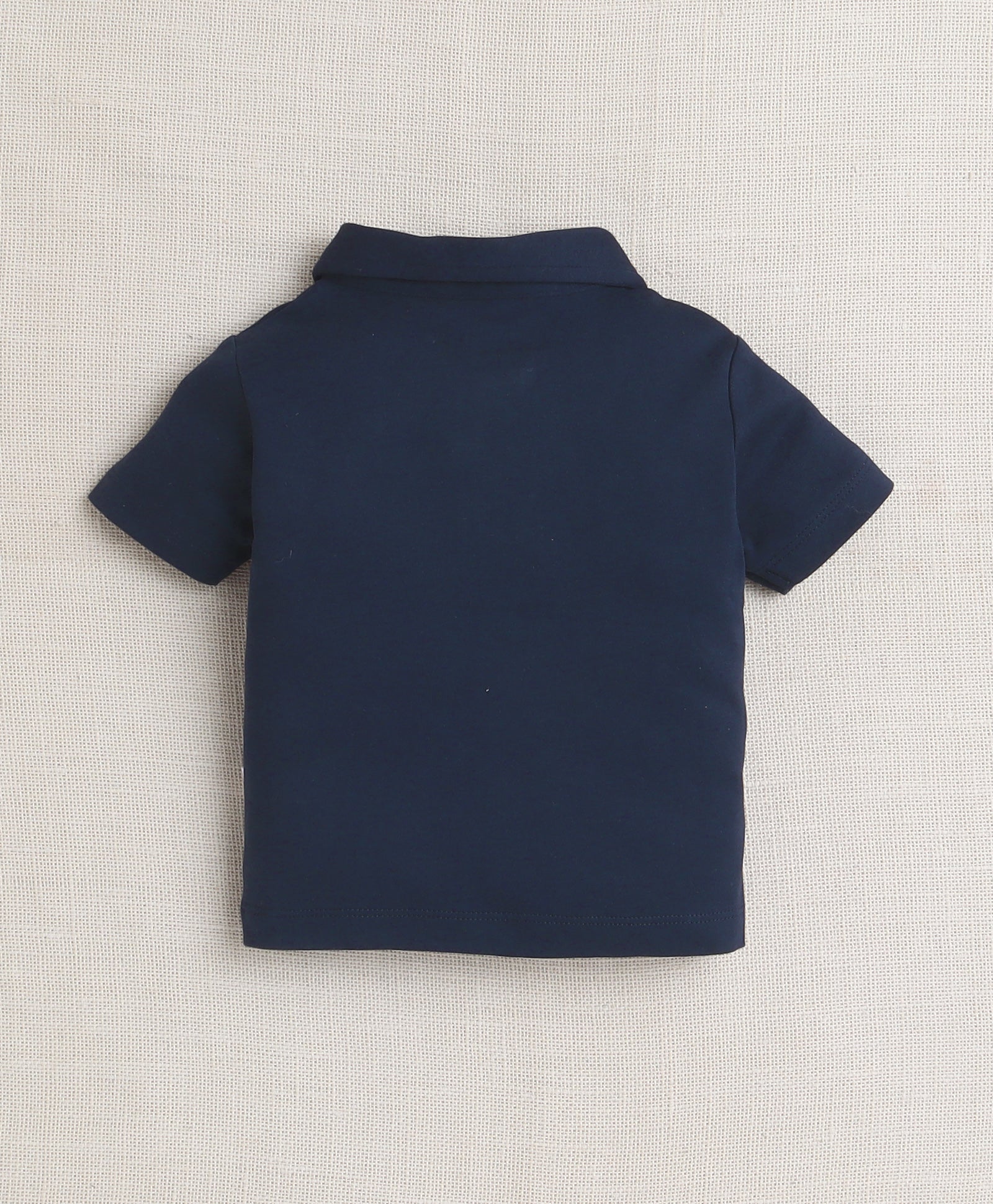 Navy & Yellow Boys Half Sleeves T-shirt & Short Set With Bow Suspender