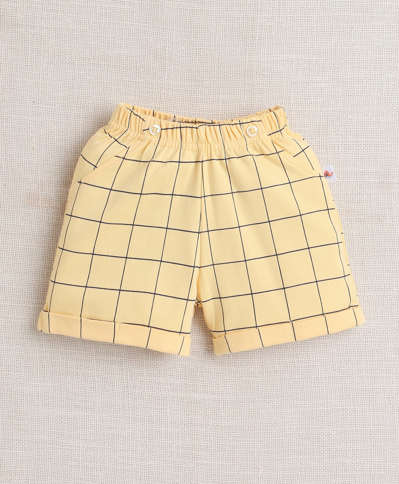Navy & Yellow Boys Half Sleeves T-shirt & Short Set With Bow Suspender