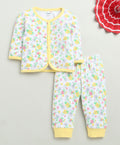 White & Yellow Baby Girls Full Sleeves Jabla & Pyjama Set