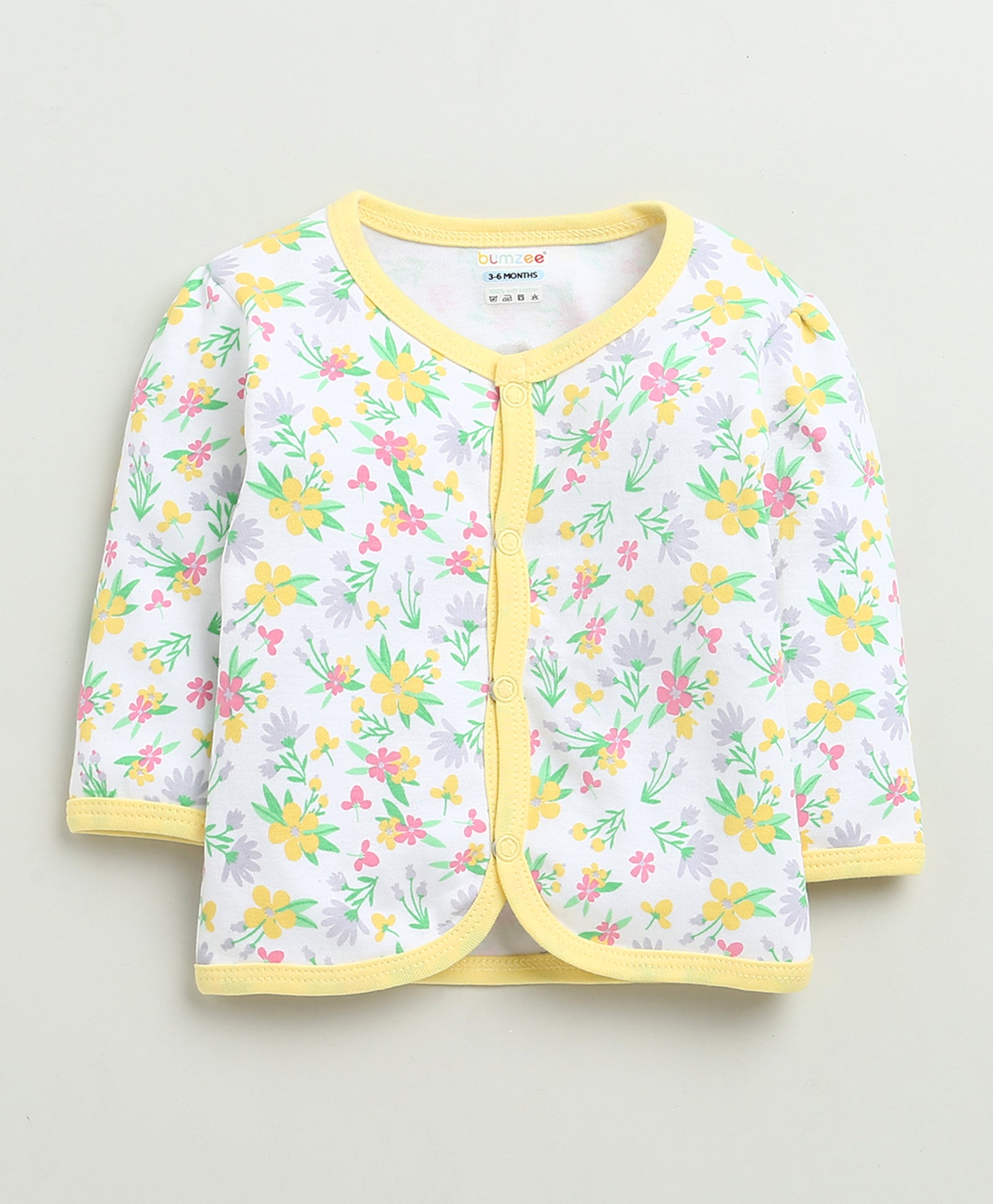 White & Yellow Baby Girls Full Sleeves Jabla & Pyjama Set