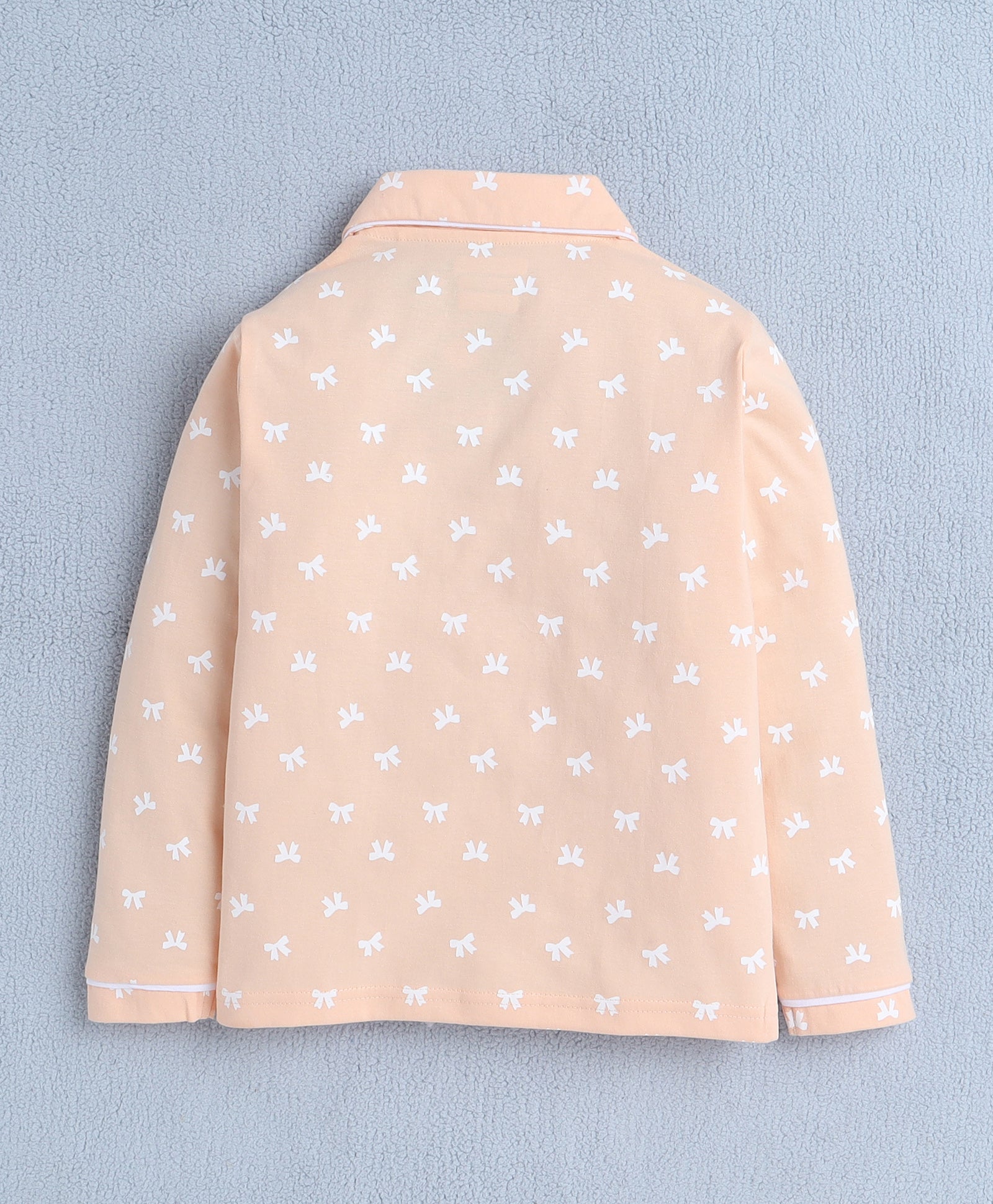 Peach Girls Full Sleeves Cotton Night Suit