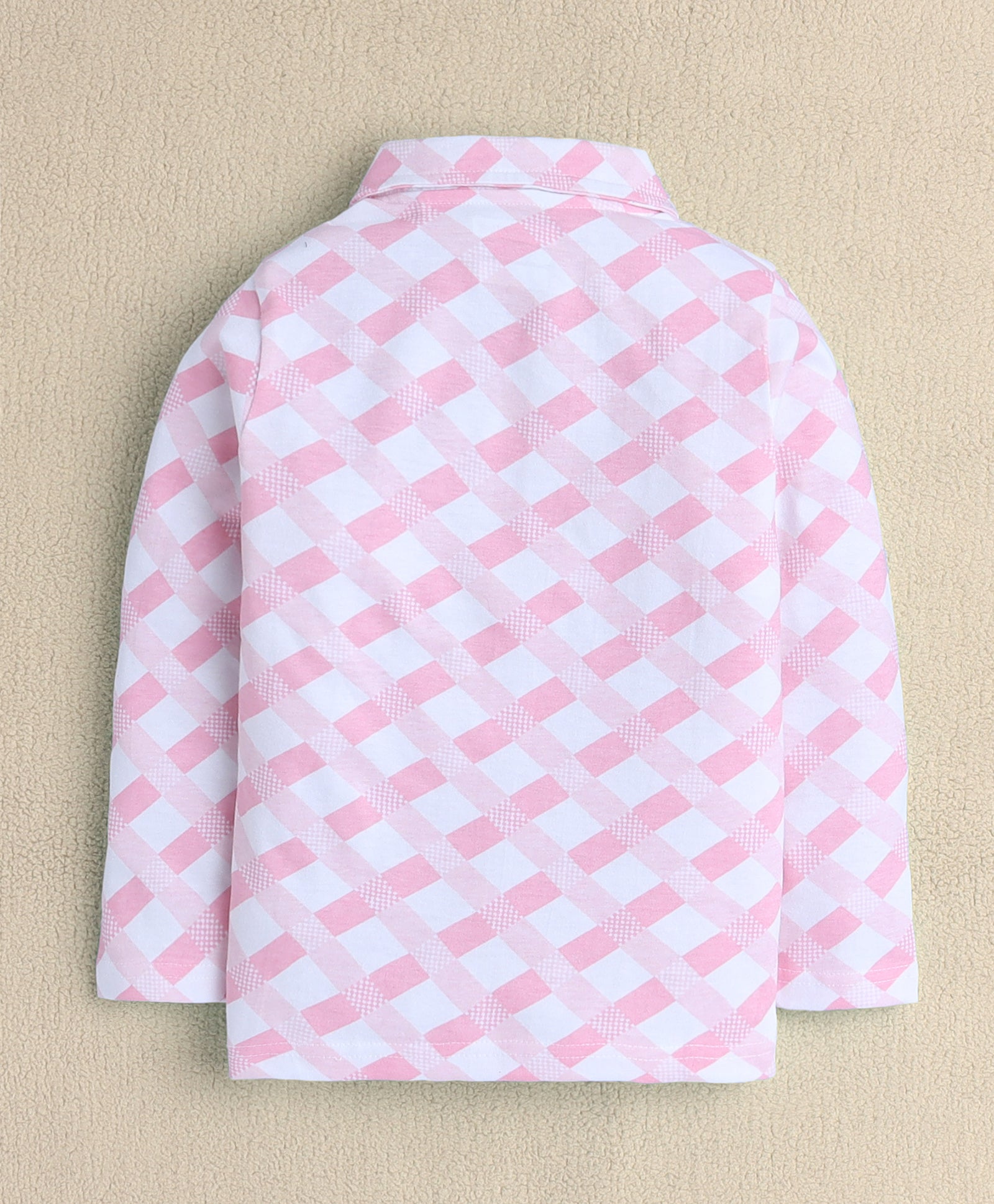 White & Pink Girls Full Sleeves Cotton Night Suit