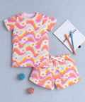 Multi Girls Half Sleeves T-Shirt & Short Set