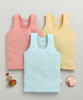Boys Sleeveless Vest Yellow & Coral Pack of 3