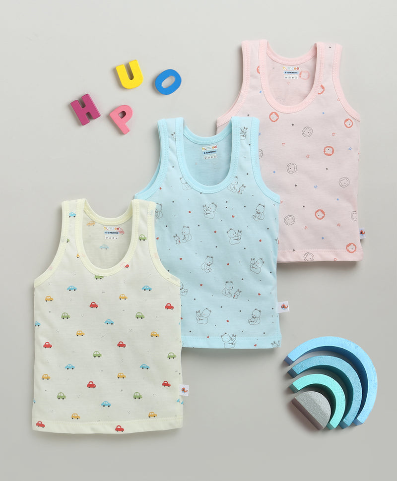 Boys Sleeveless Vest Yellow & Aqua Pack of 3