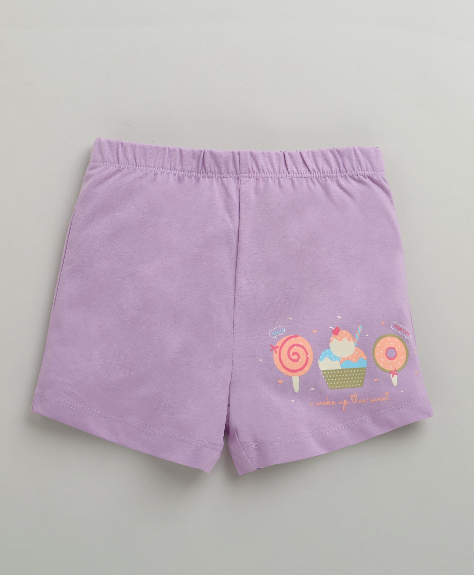 White & Lavender Girls Shorts Pack Of 2