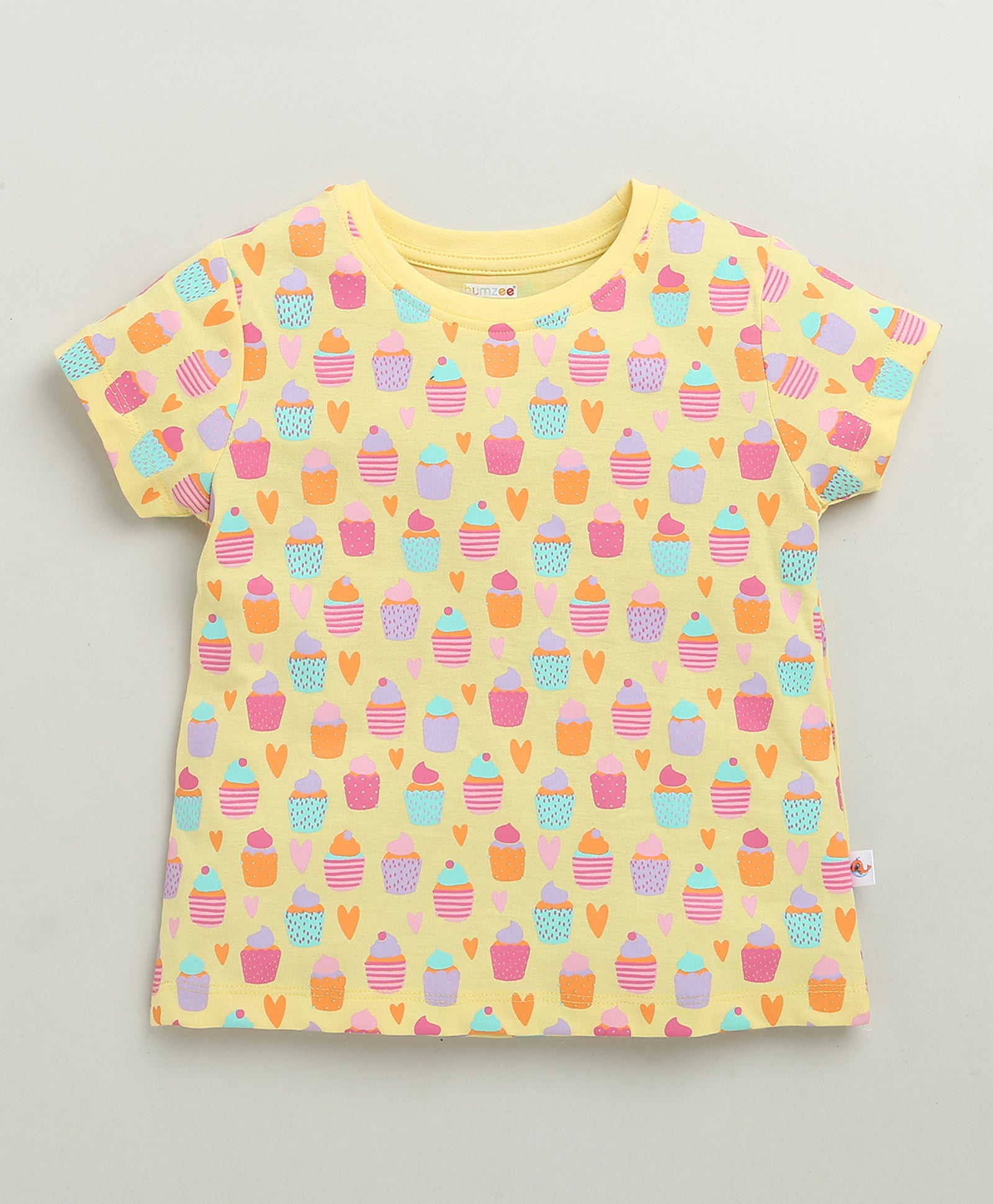 Yellow & Lavender Girls Half Sleeves T-Shirt & Short Set
