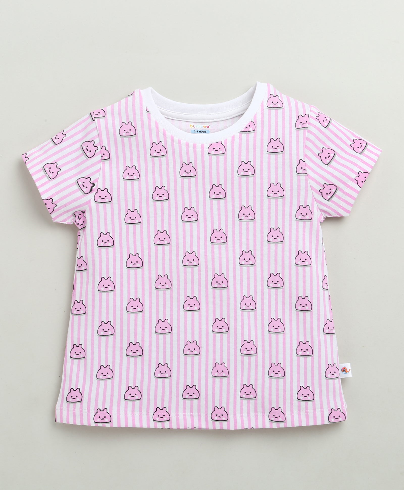 White & Pink Girls Half Sleeves T-Shirt & Short Set