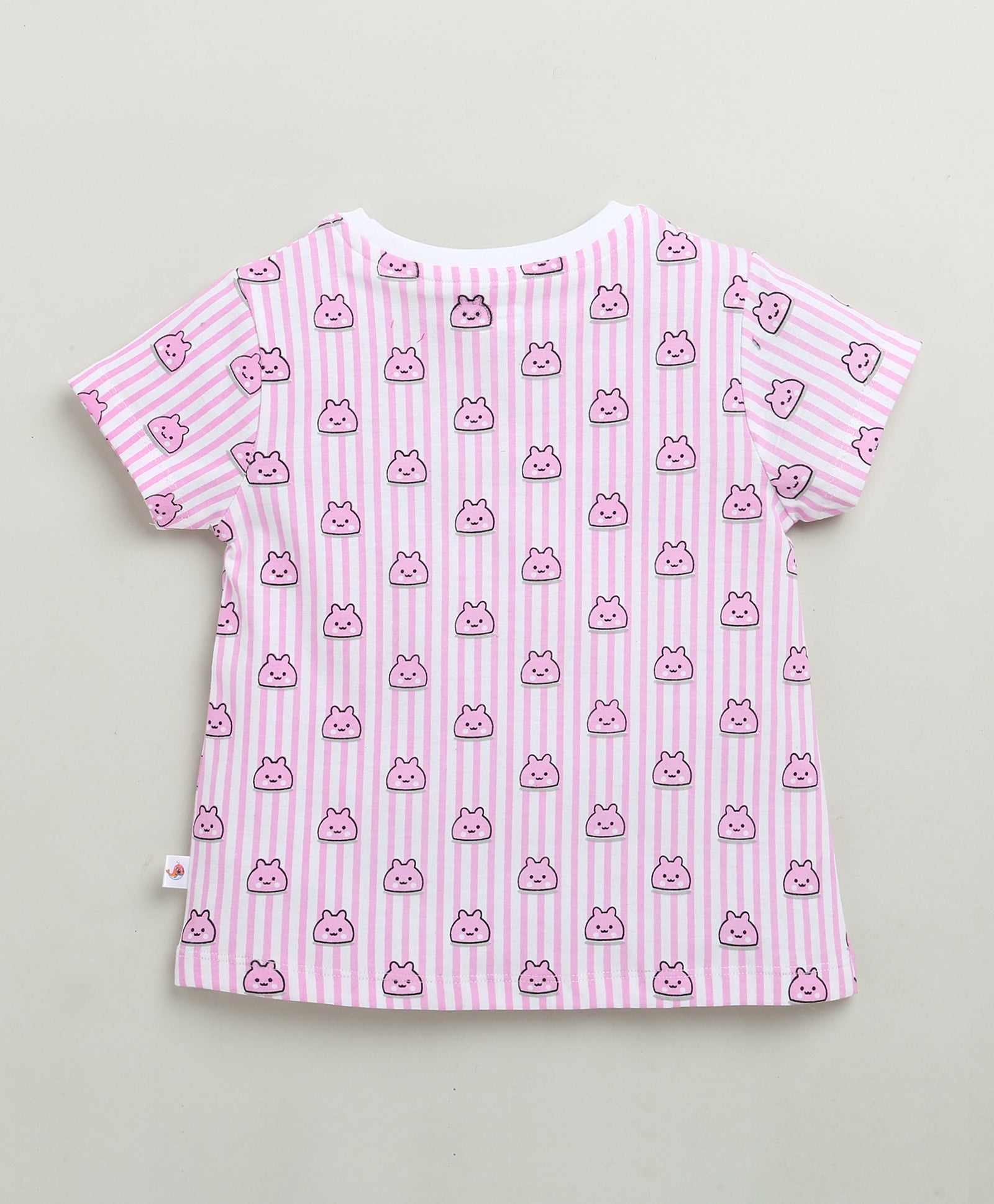 White & Pink Girls Half Sleeves T-Shirt & Short Set