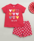 Red Girls Half Sleeves T-Shirt & Short Set