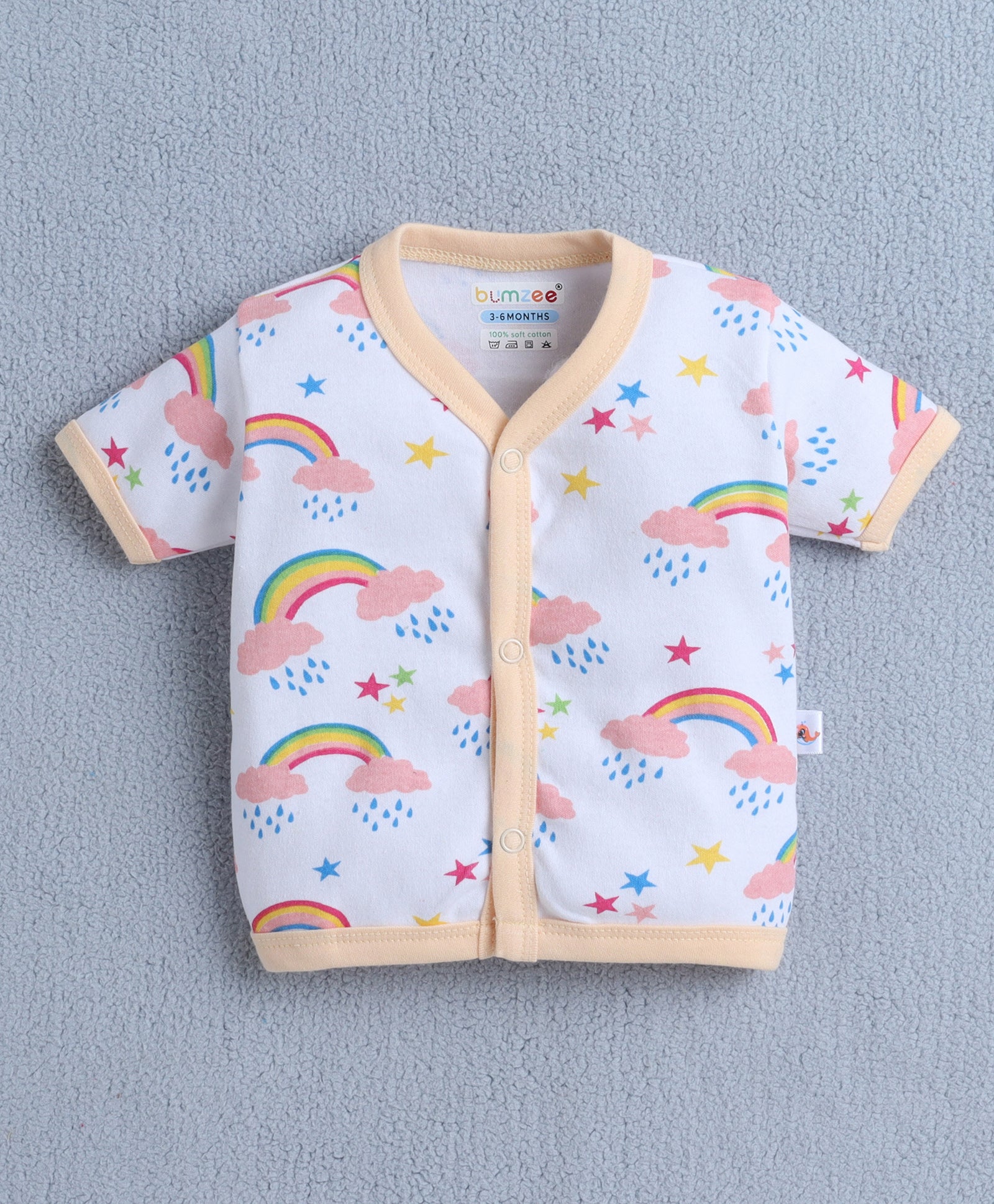 Girls Half Sleeves Jabla Peach & White Pack of 3