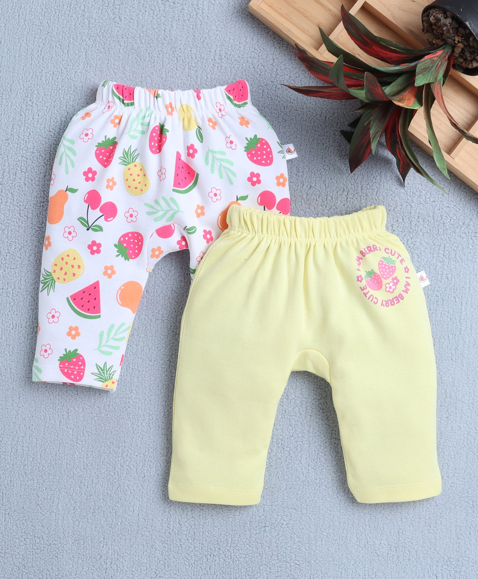 White & Yellow Baby Girls Diaper Pants / Leggings / Pyjamas Pack Of 2