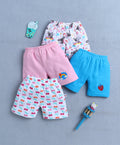 Blue & Pink Girls Shorts Pack Of 4