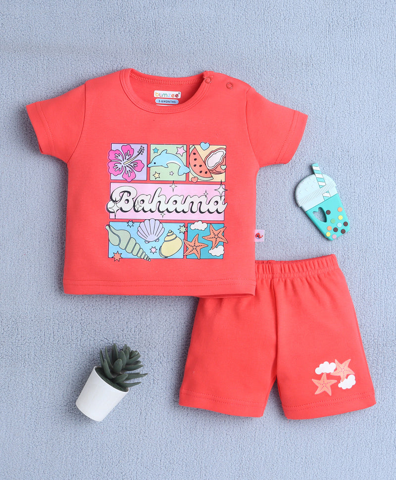 Coral Baby Girls Half Sleeves T-Shirt & Short Set