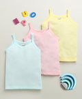Yellow & Sky Blue Girls Cotton Slips Pack of 3