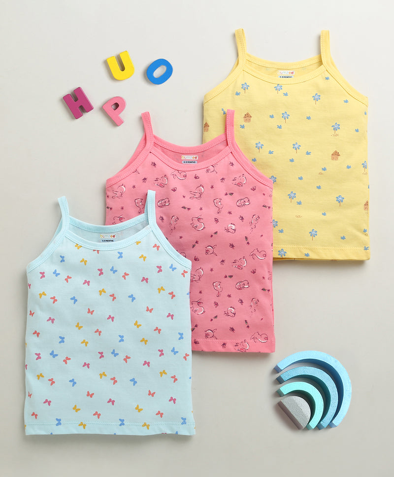 Yellow & Pink Girls Cotton Slips Pack of 3