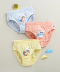 Yellow & Peach Boys Cotton Briefs Pack of 3