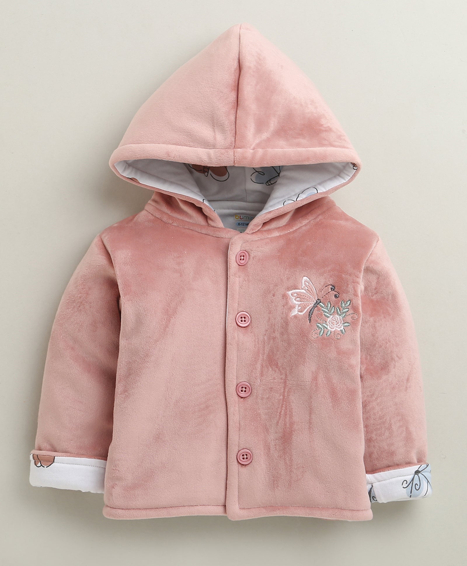 Peach & White Girls Full Sleeves Cotton Blend Winter Wear Set