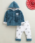 Navy & White Boys Full Sleeves Cotton Blend Winter Wear Set