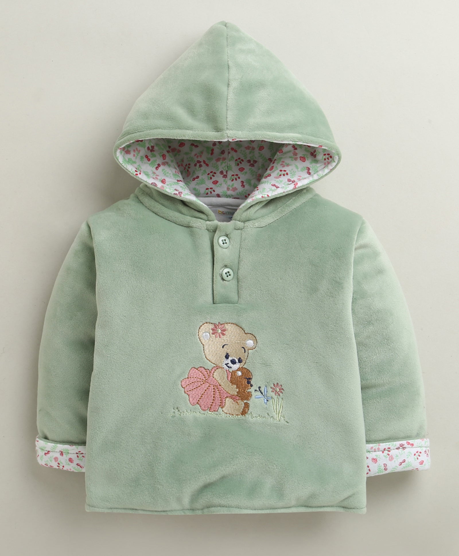 Green Girls Full Sleeves Cotton Blend Winter Wear Set