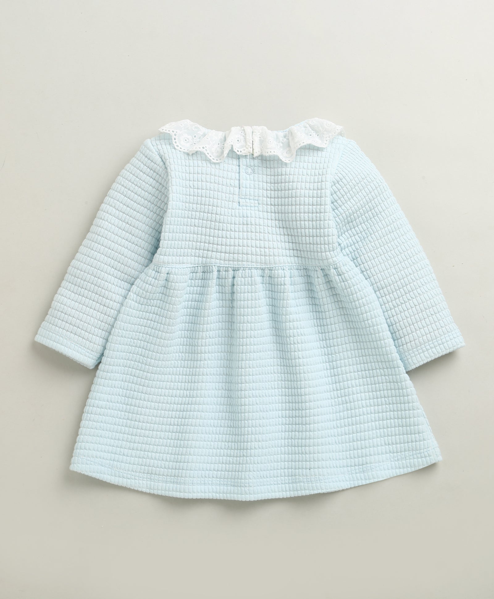 Sky Blue Girls Full Sleeves Cotton Frock / Dress