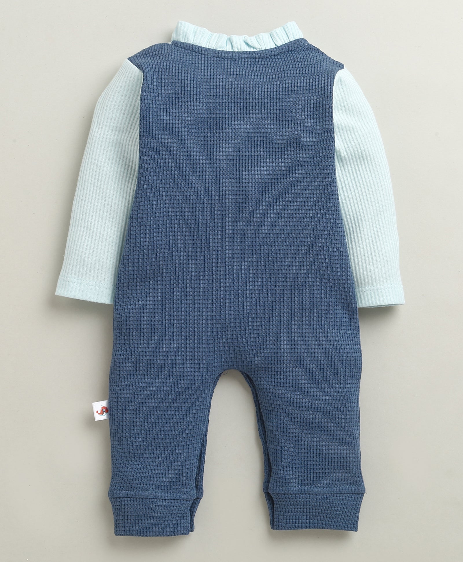 Navy Girls Full Sleeves Cotton Trendy Sleepsuit / Romper