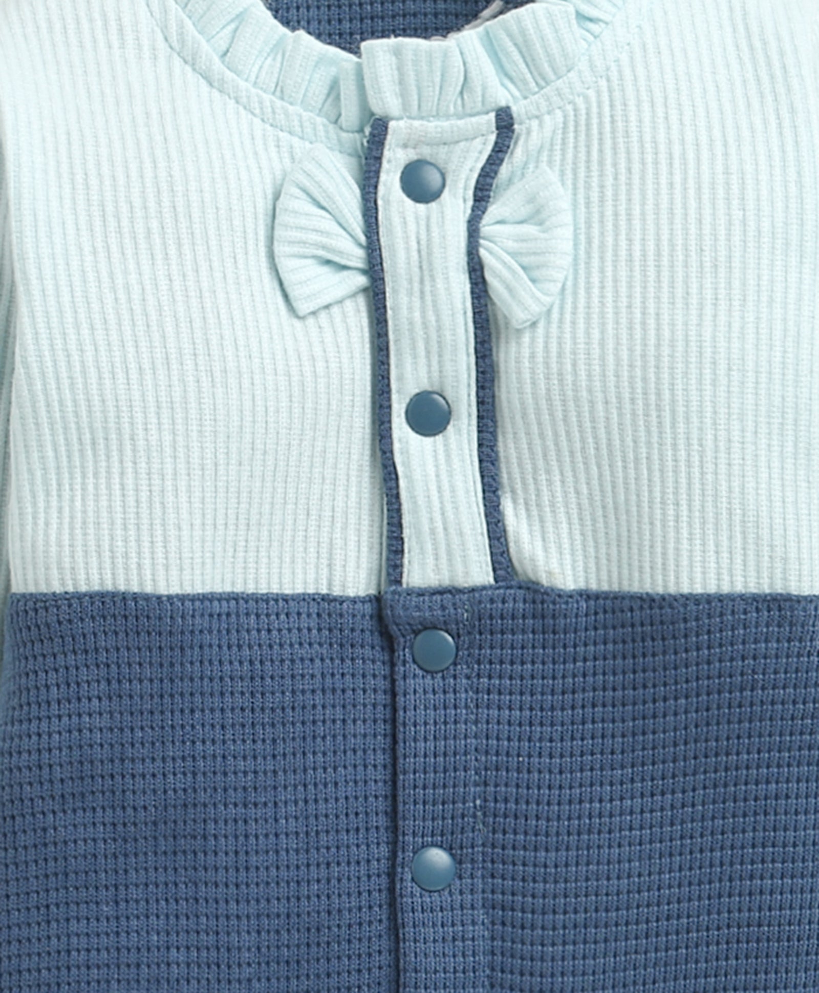 Navy Girls Full Sleeves Cotton Trendy Sleepsuit / Romper