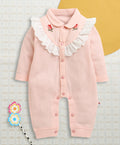 Pink Girls Full Sleeves Cotton Trendy Sleepsuit / Romper