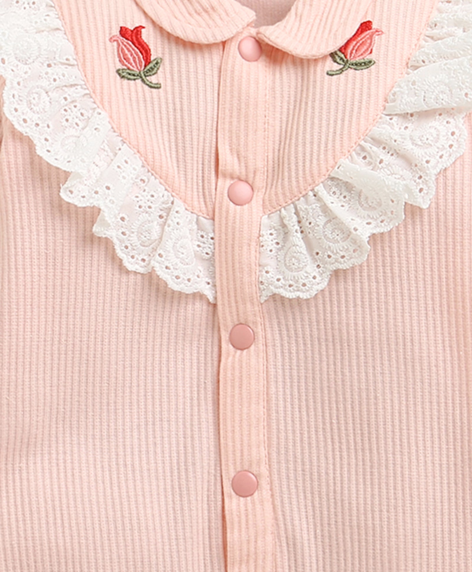 Pink Girls Full Sleeves Cotton Trendy Sleepsuit / Romper