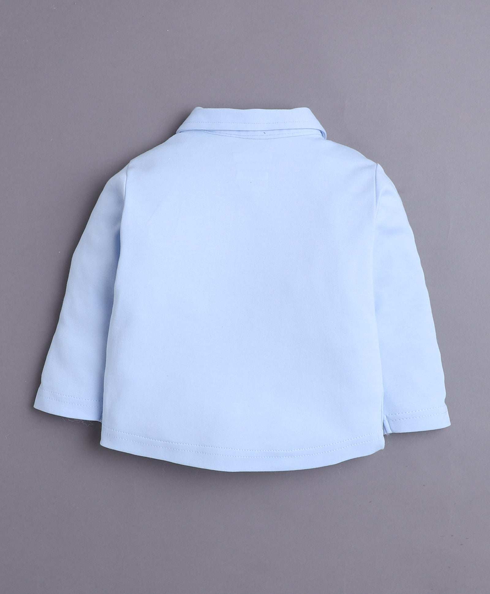 Pink & Powder Blue Boys Full Sleeves Shirt Pant Set With Suspender & Cap