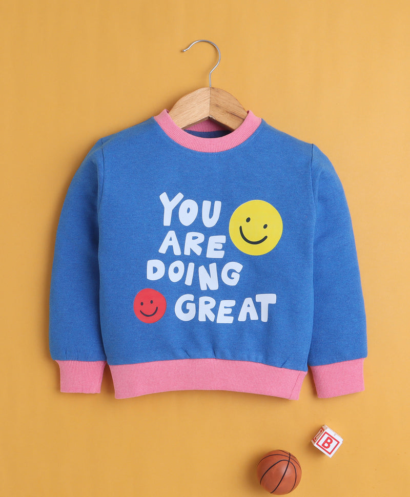 Blue Girls Full Sleeves Cotton Sweatshirt