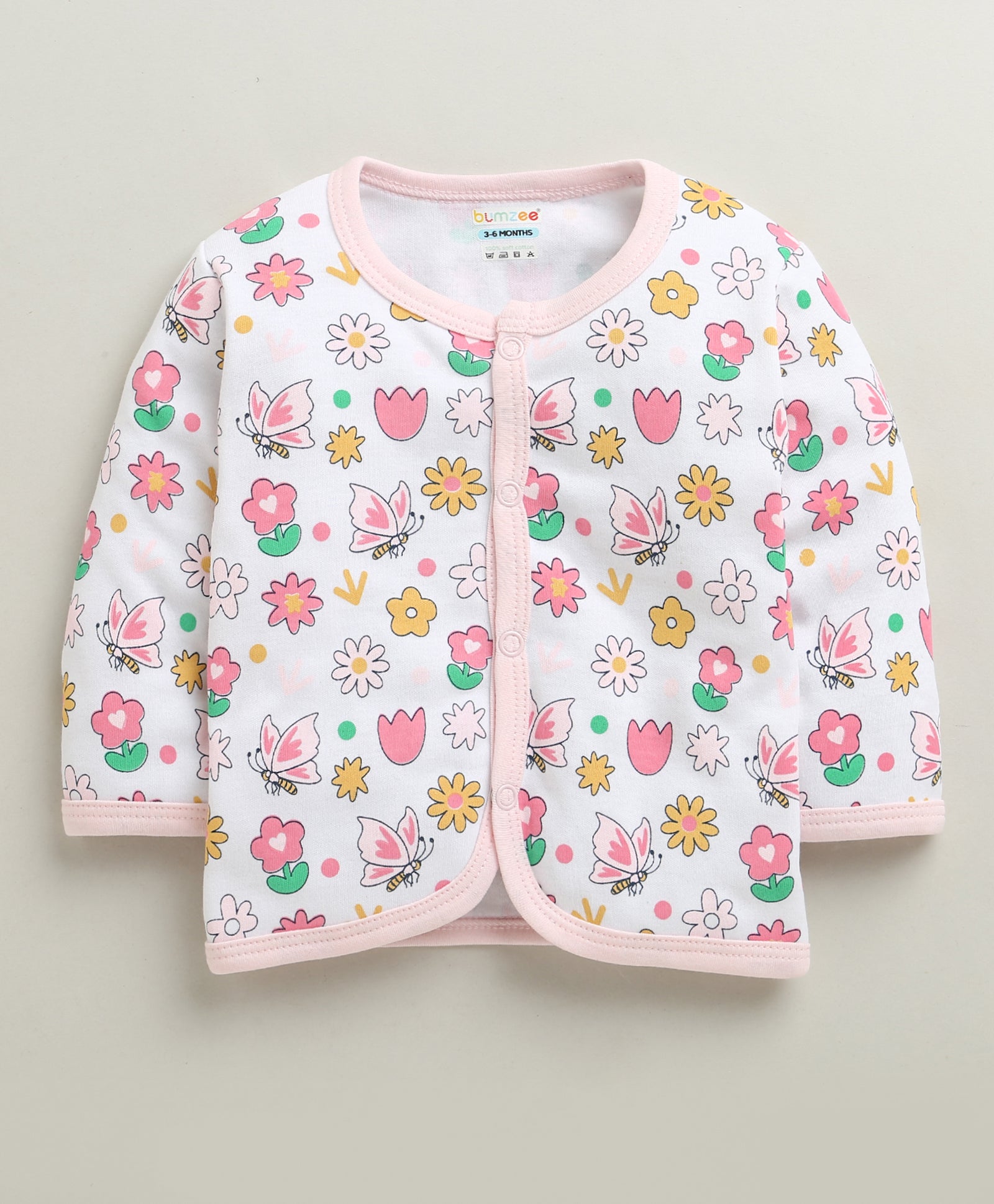 Pink & White Baby Girls Full Sleeves Jabla & Pyjama Set