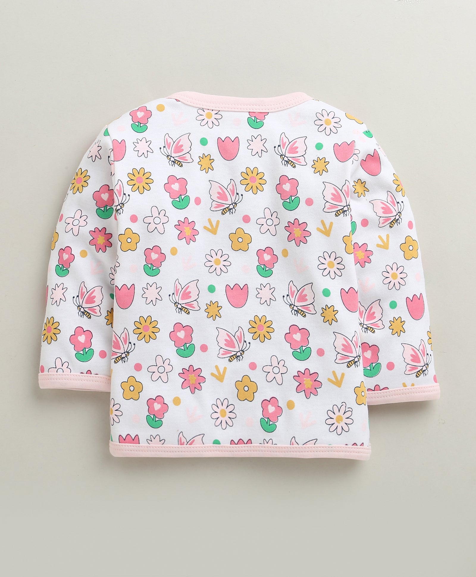 Pink & White Baby Girls Full Sleeves Jabla & Pyjama Set