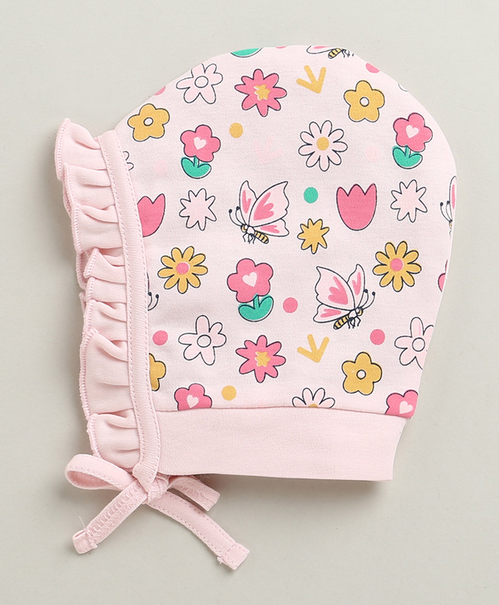 Peach & Pink Girls Cotton Pack Of 2 Bonet Cap