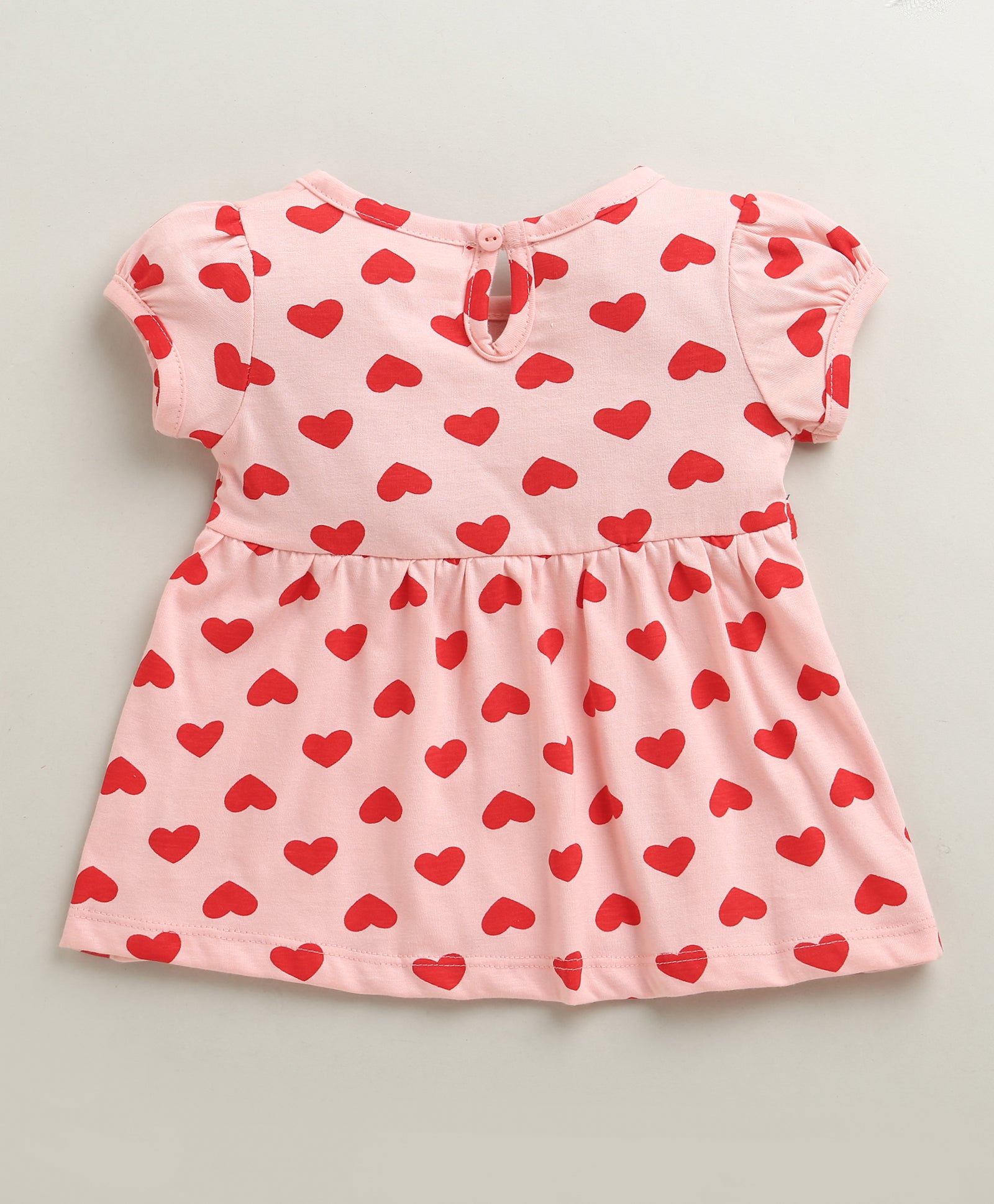 Peach Girls Half Sleeves Cotton Knee Length Frock