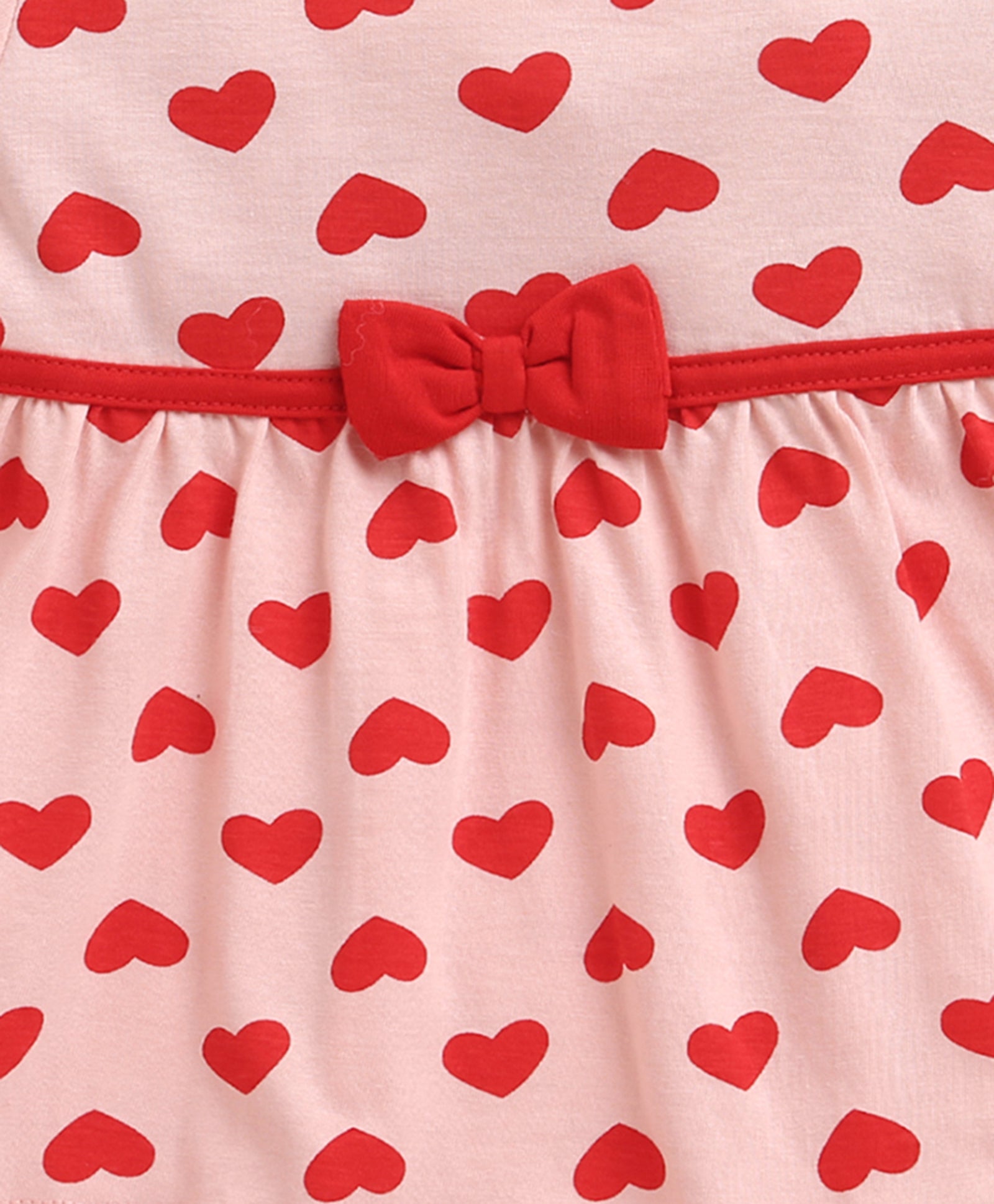 Peach Girls Half Sleeves Cotton Knee Length Frock