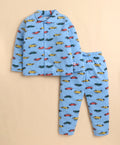 Sky Blue Boys Full Sleeves Cotton Night Suit