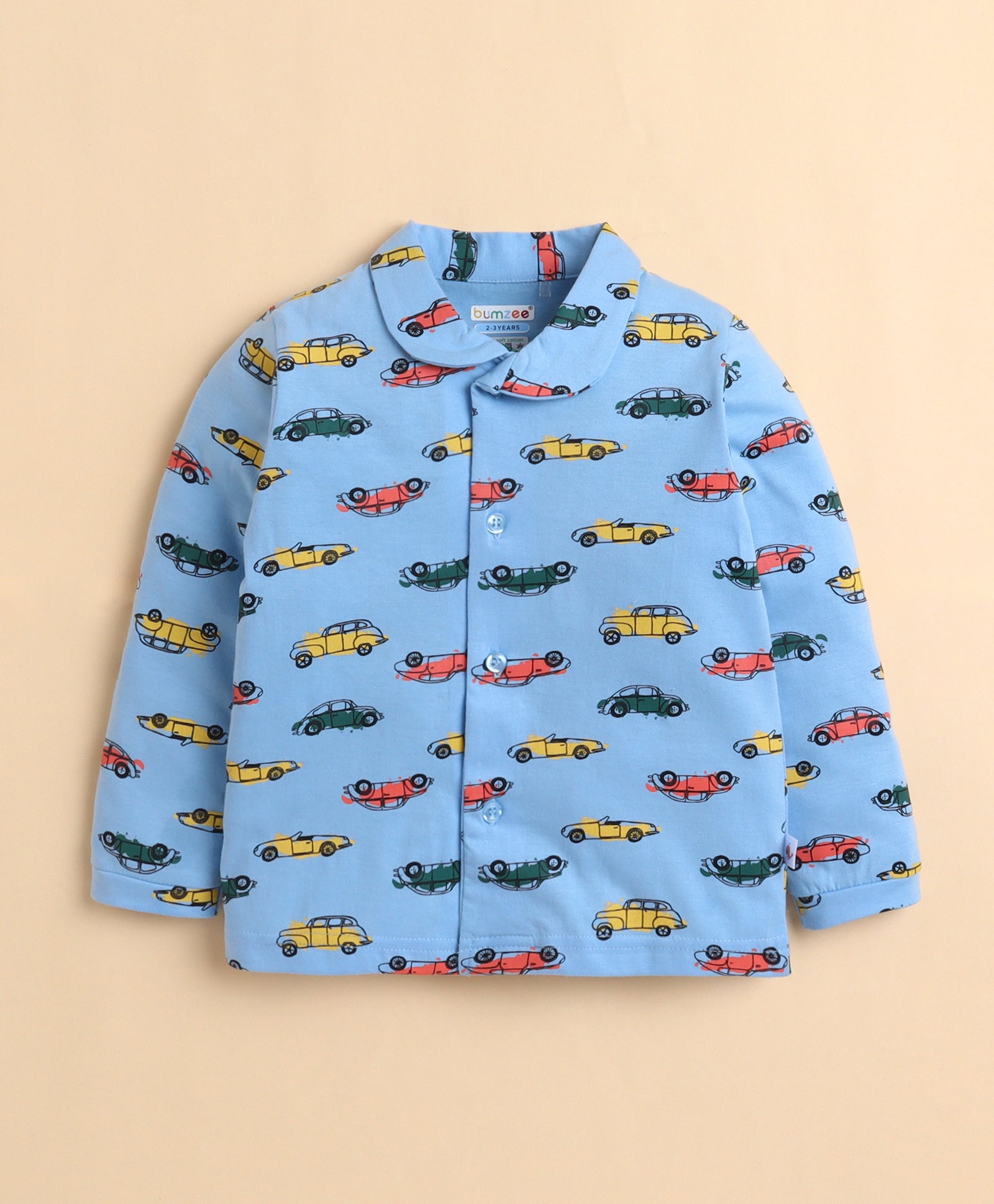 Sky Blue Boys Full Sleeves Cotton Night Suit