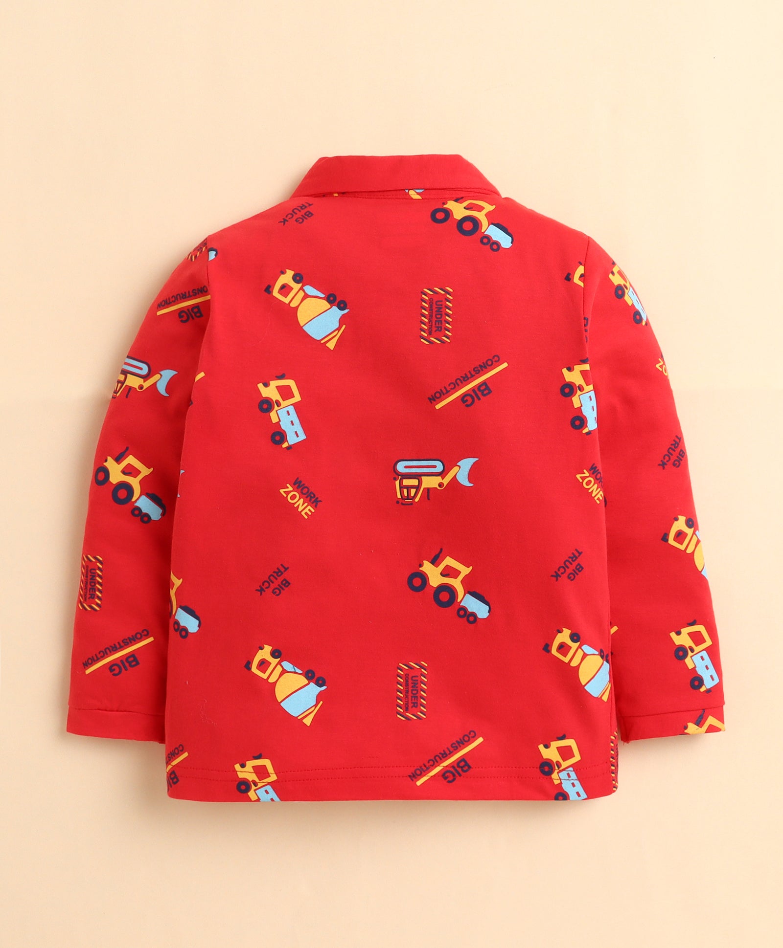 Red Boys Full Sleeves Cotton Night Suit
