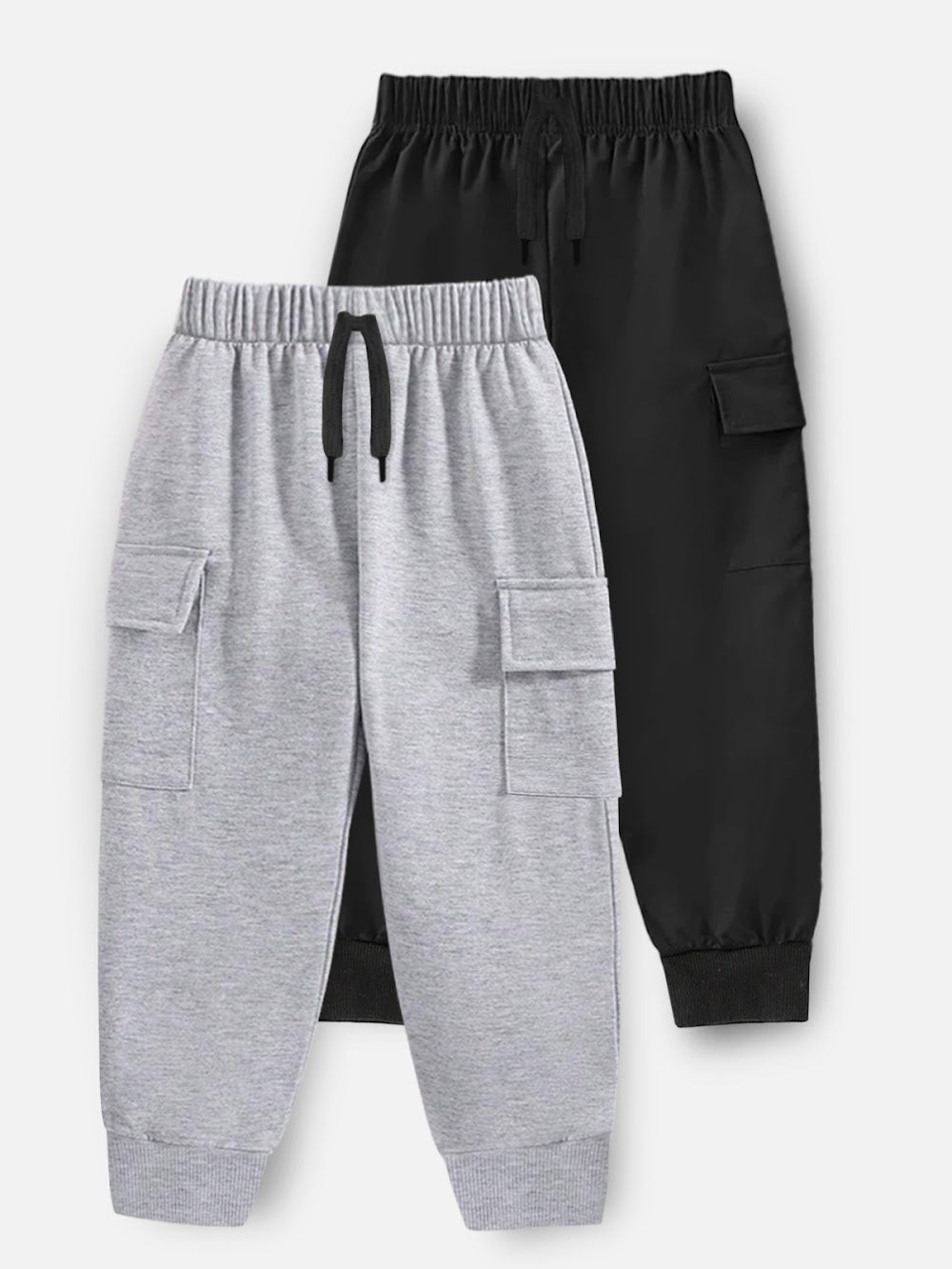 Kids' Activewear Cargo Joggers (Grey & Black)