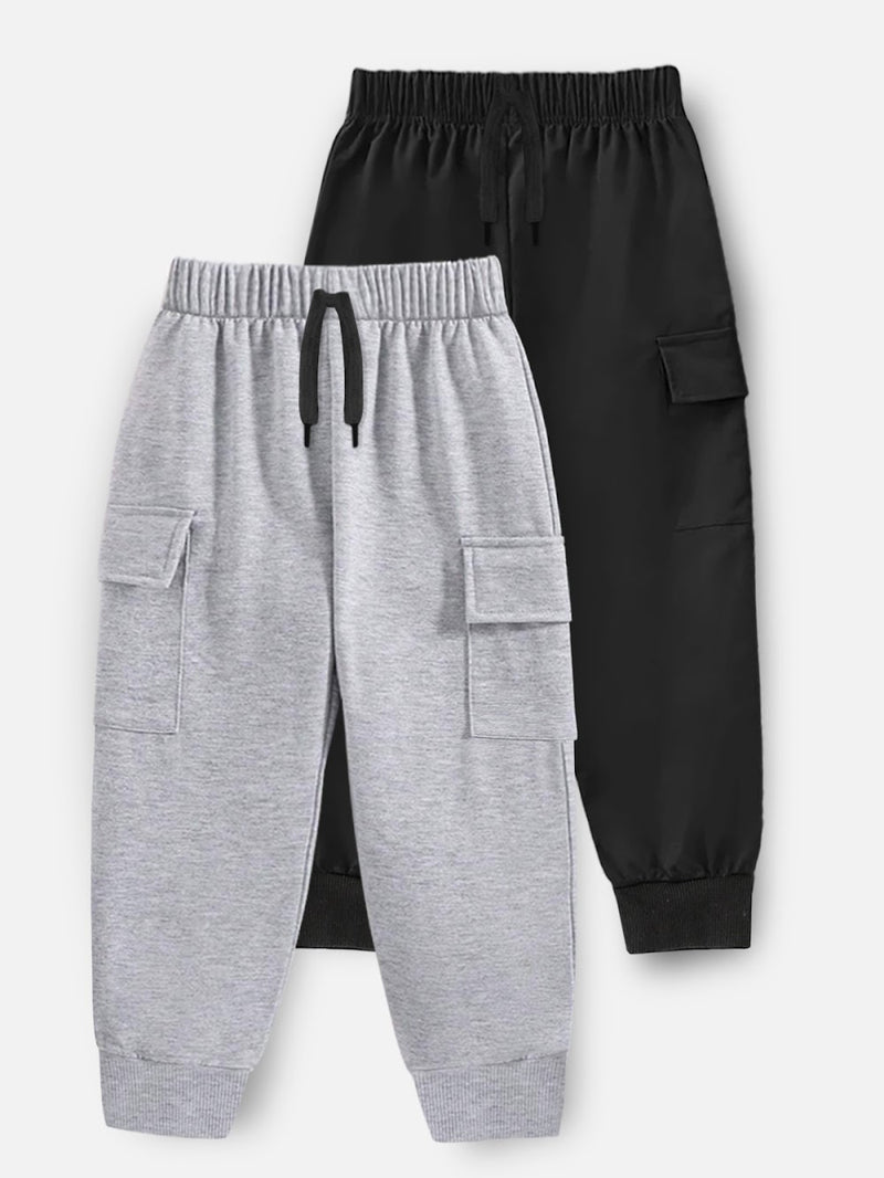 Kids' Activewear Cargo Joggers (Grey & Black)