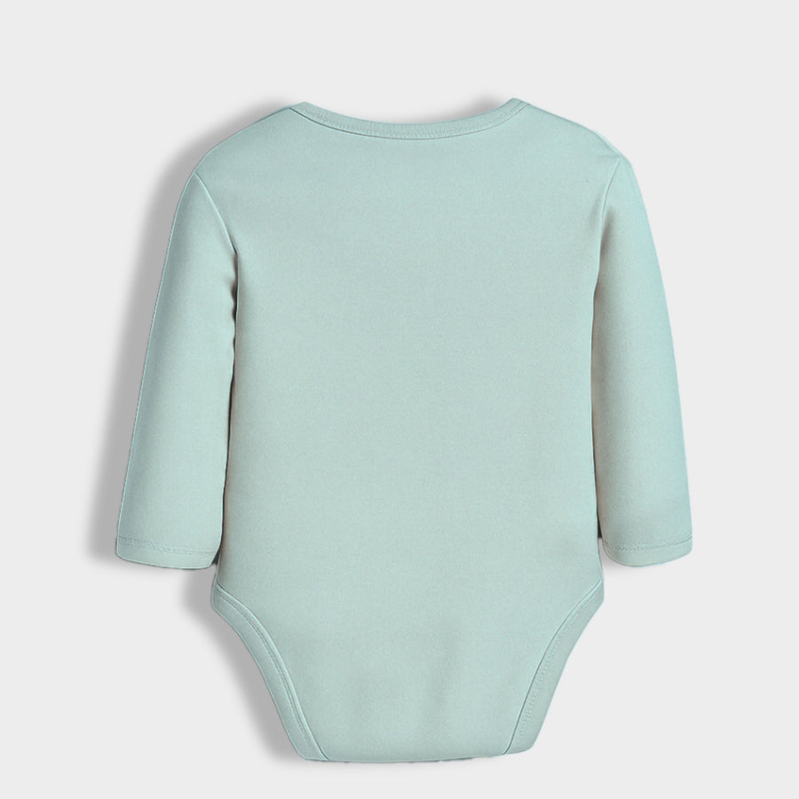 Light Green Solid Cotton Full Sleeves Bodysuit