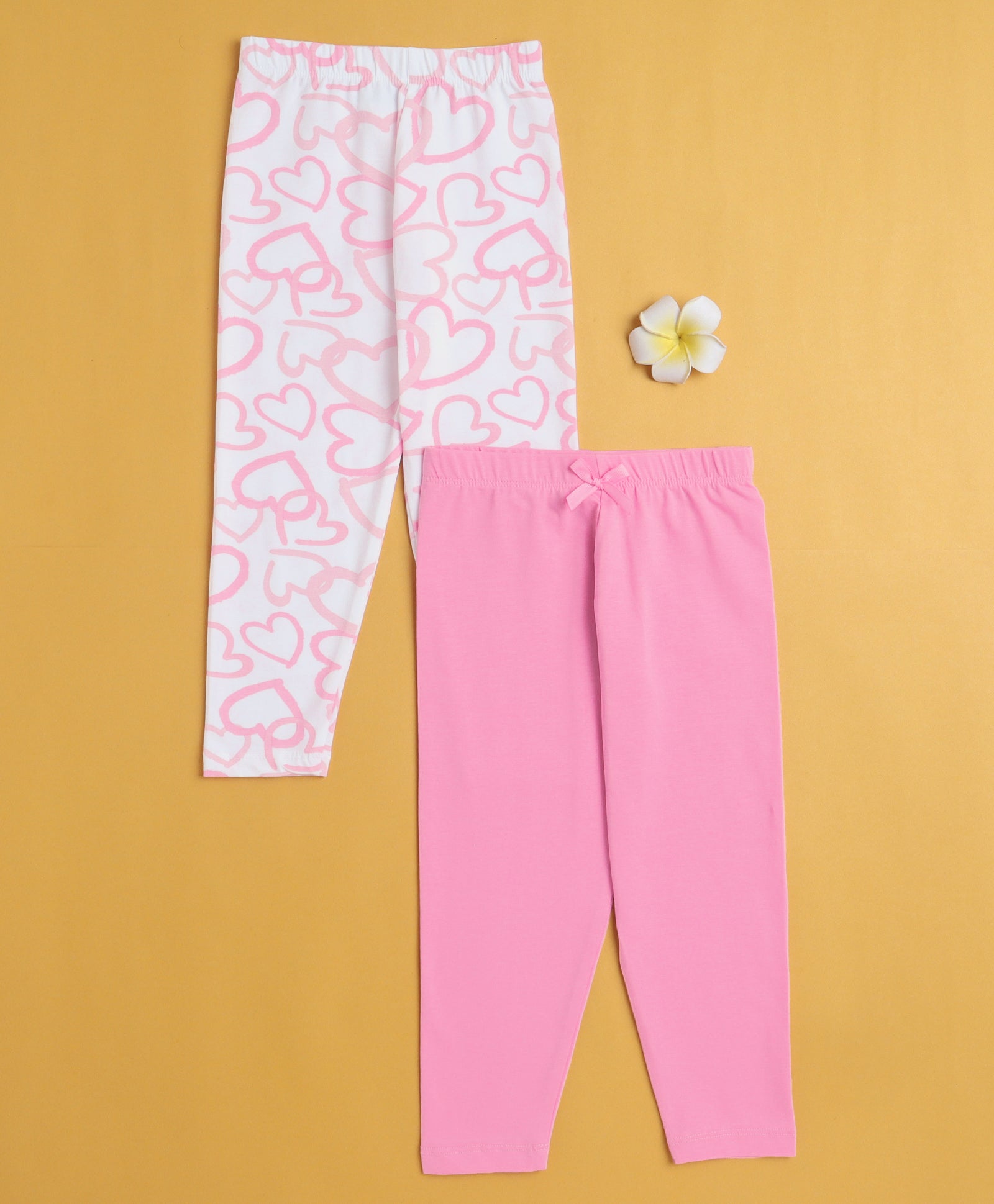 Girls Leggings Pink & White Pack of 2